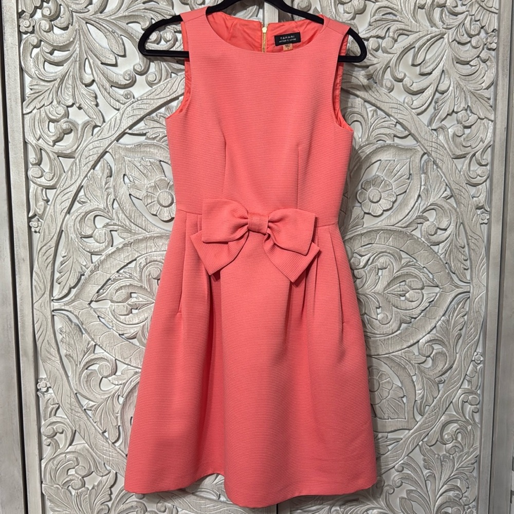 Tahari Coral Dress with Bow